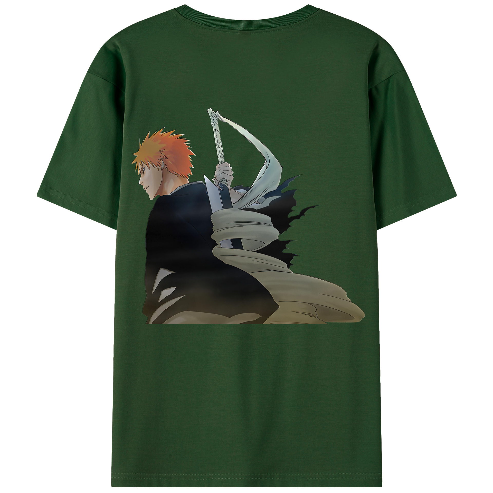 （画像用） ブリーチ 黒崎一護（くろさき いちご）BLEACH Kurosaki Ichigo 綿100％半袖Tシャツ（背面プリント）